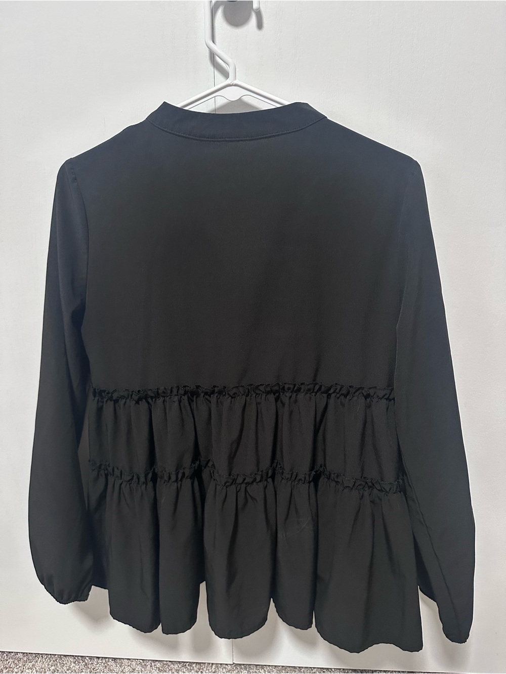 SHEIN Black Ruffled Peplum Long Sleeve Top